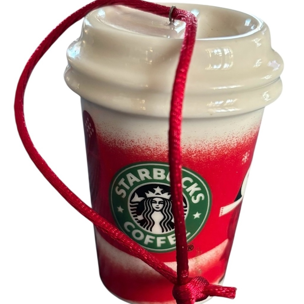 Starbucks Holiday Ornament 2010 Ceramic To Go Mini Tumbler Cup 2.5" Christmas